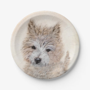Cairn Terrier Puppy Painting - Original Dog Art Paper Plates