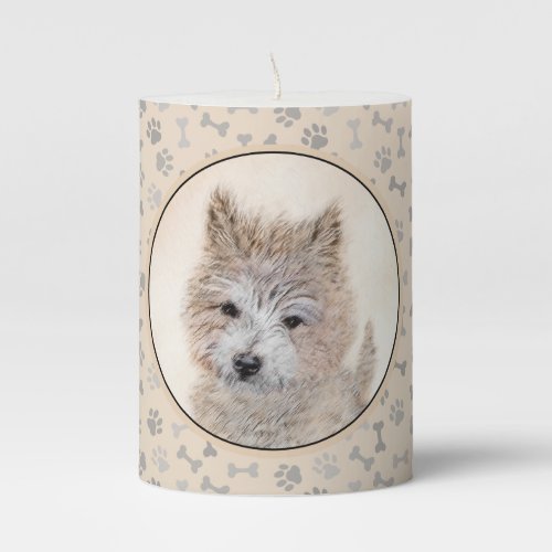 Cairn Terrier Puppy Painting _ Original Dog Art Pillar Candle