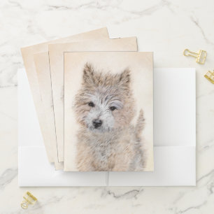Cairn Terrier Puppy Painting - Original Dog Art Pocket Folder