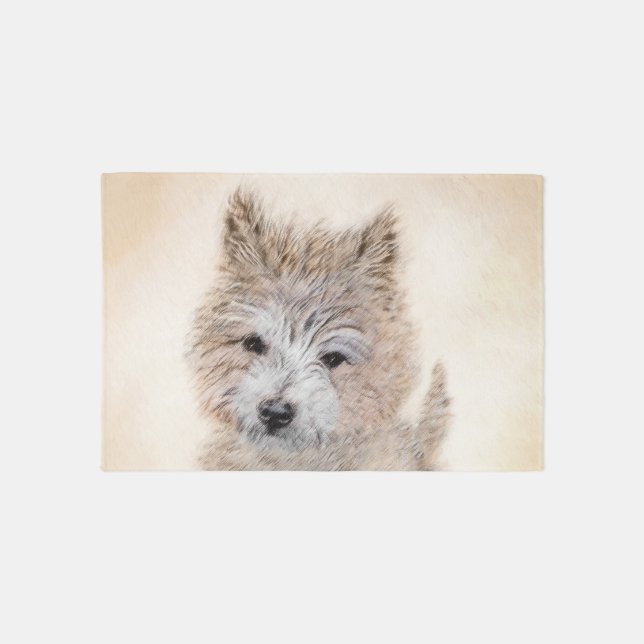Cairn Terrier Puppy Painting - Original Dog Art Rug (Front)