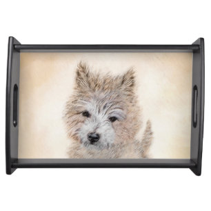 Cairn Terrier Puppy Painting - Original Dog Art Serving Tray