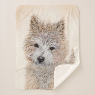 Cairn Terrier Puppy Painting - Original Dog Art Sherpa Blanket