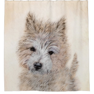 Cairn Terrier Puppy Painting - Original Dog Art Shower Curtain