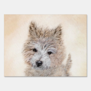 Cairn Terrier Puppy Painting - Original Dog Art Sign