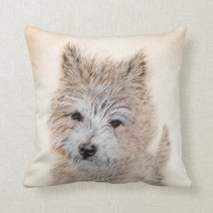 Cairn Terrier Puppy Painting - Original Dog Art Throw Pillow