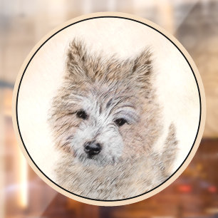 Cairn Terrier Puppy Painting - Original Dog Art Window Cling