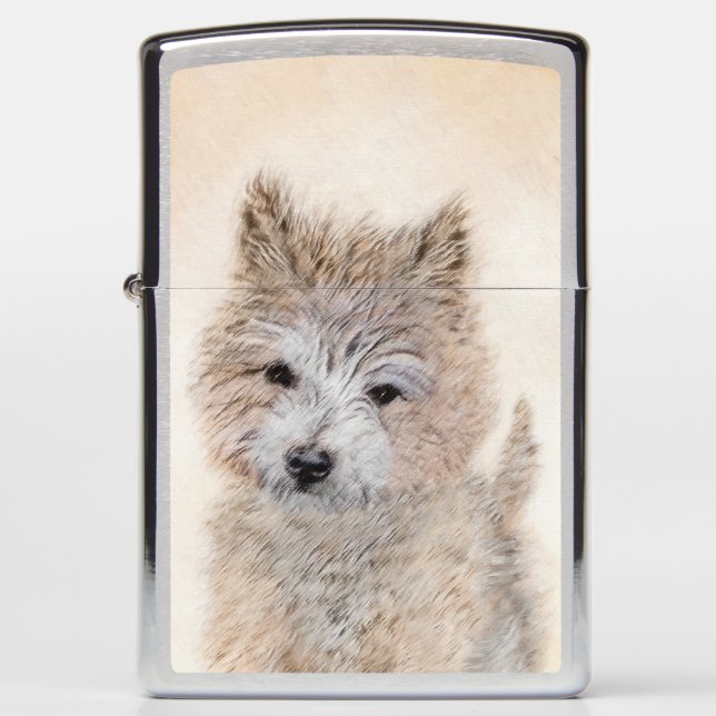 Cairn Terrier Puppy Painting - Original Dog Art Zippo Lighter (Front)