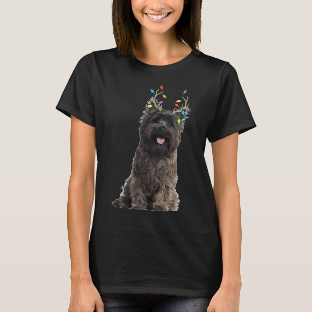 Cairn Terrier Reindeer Christmas Dog T-Shirt (Front)