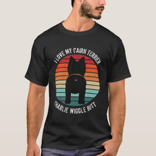 Cairn Terrier Retro Sunset Dog Butt T_Shirt
