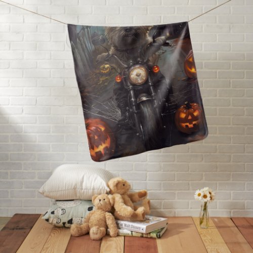Cairn Terrier Riding Motorcycle Halloween Scary Baby Blanket