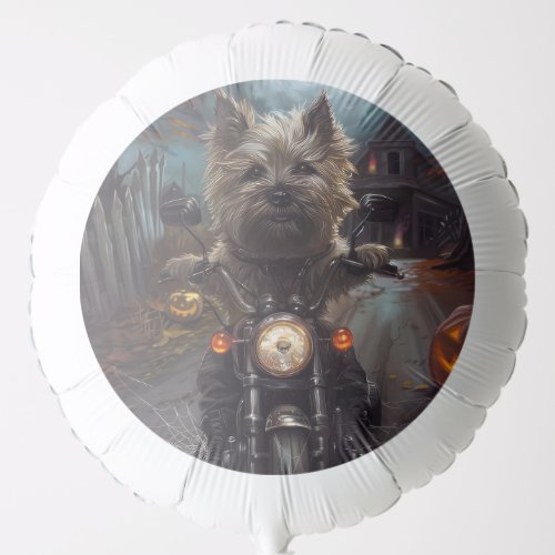 Cairn Terrier Riding Motorcycle Halloween Scary Balloon