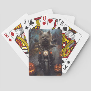 Cairn Terrier Riding Motorcycle Halloween Scary Poker Cards