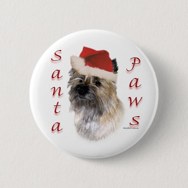 Cairn Terrier Santa Paws Button (Front)