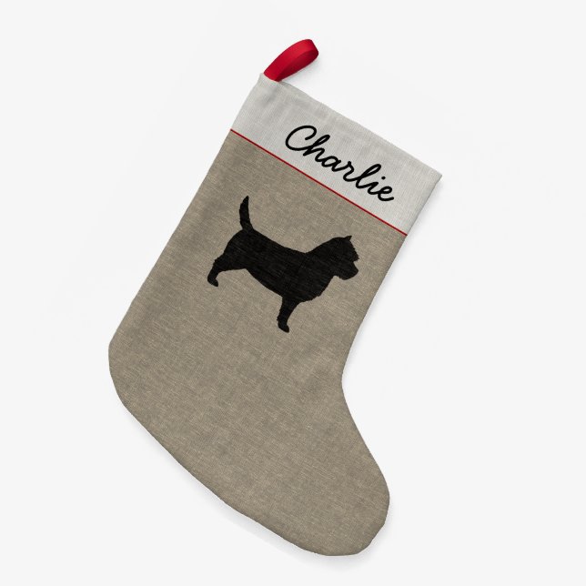 Cairn Terrier Silhouette Cute Dog Personalized Small Christmas Stocking (Front (Hanging))