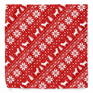 Cairn Terrier Silhouettes Christmas Pattern Red Bandana