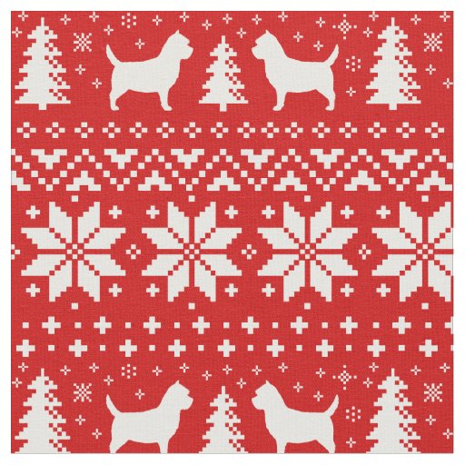 Cairn Terrier Silhouettes Dogs Christmas Holiday Fabric