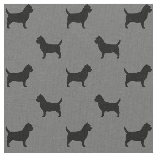Cairn Terrier Silhouettes Grey and Black Fabric