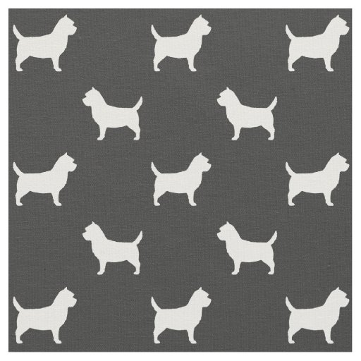 Cairn Terrier Silhouettes Grey and White Patterned Fabric