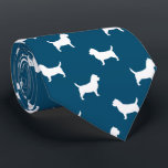 Cairn Terrier Silhouettes Pattern Blue and White Neck Tie<br><div class="desc">This original Cairn Terriers pattern neck tie makes a great gift for dog dads! Available in a variety of colors, this cool tie makes a statement for anyone who loves a Cairn. An awesome gift for the guy who wears a tie for business, or for special events like holiday programs,...</div>