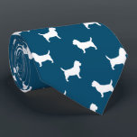 Cairn Terrier Silhouettes Pattern Blue and White Neck Tie<br><div class="desc">This original Cairn Terriers pattern neck tie makes a great gift for dog dads! Available in a variety of colors, this cool tie makes a statement for anyone who loves a Cairn. An awesome gift for the guy who wears a tie for business, or for special events like holiday programs,...</div>