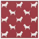 Cairn Terrier Silhouettes Red and White Patterned Fabric