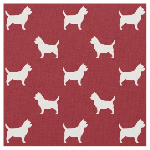 Cairn Terrier Silhouettes Red and White Patterned Fabric
