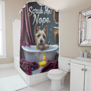 Cairn Terrier Sloppy Sleepy Cute Funny Shower Curtain