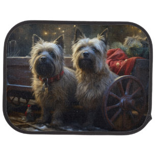 Cairn Terrier Snowy Sleigh Christmas Decor Car Floor Mat