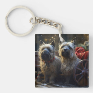 Cairn Terrier Snowy Sleigh Christmas Decor   Keychain