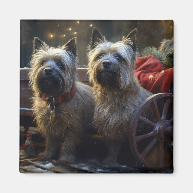 Cairn Terrier Snowy Sleigh Christmas Decor  Magnet (Front)