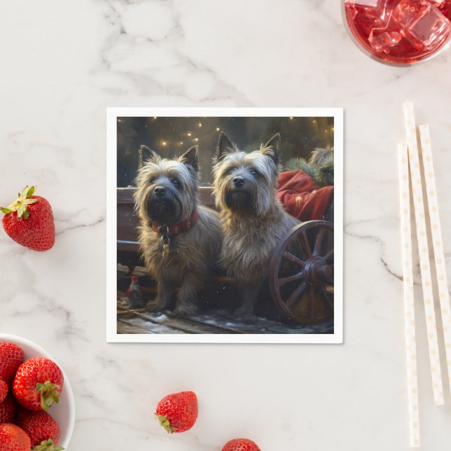 Cairn Terrier Snowy Sleigh Christmas Decor  Napkins (Insitu)