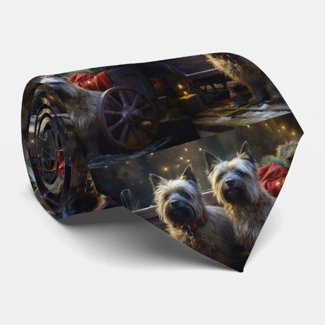 Cairn Terrier Snowy Sleigh Christmas Decor  Neck Tie (Rolled)