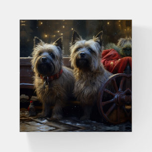 Cairn Terrier Snowy Sleigh Christmas Decor Paperweight