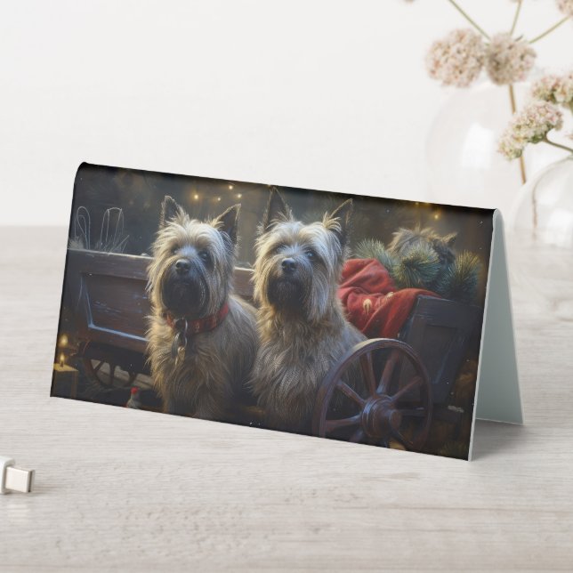 Cairn Terrier Snowy Sleigh Christmas Decor   Table Tent (In SItu (Table))