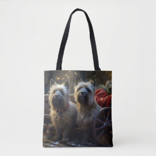 Cairn Terrier Snowy Sleigh Christmas Decor Tote Bag