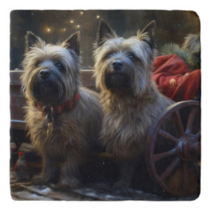 Cairn Terrier Snowy Sleigh Christmas Decor Trivet