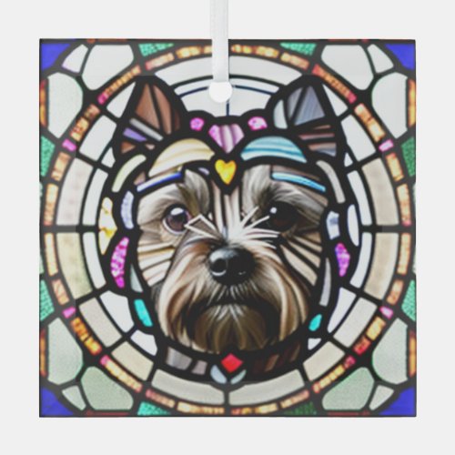 Cairn Terrier Stained Glass  Glass Ornament