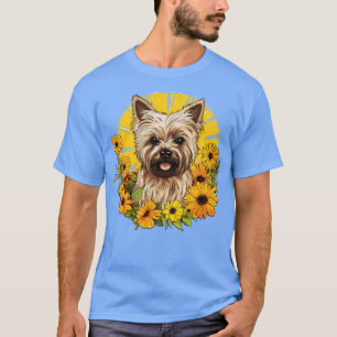 Cairn Terrier Sunflower Flower Garden Colorful Pup T-Shirt