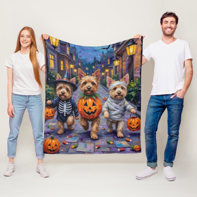 Cairn Terrier Trick-or-Treating Halloween Costumes Fleece Blanket (In Situ)