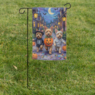 Cairn Terrier Trick-or-Treating Halloween Costumes Garden Flag