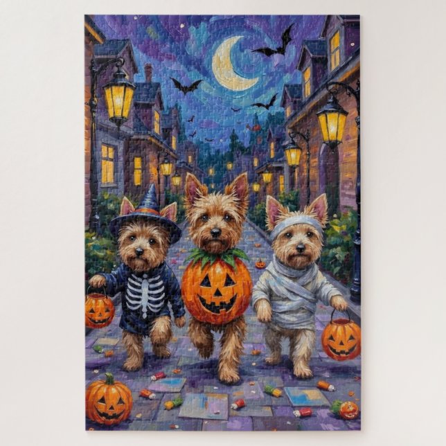 Cairn Terrier Trick-or-Treating Halloween Costumes Jigsaw Puzzle (Vertical)