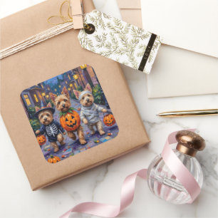 Cairn Terrier Trick-or-Treating Halloween Costumes Square Sticker