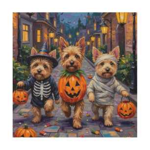 Cairn Terrier Trick-or-Treating Halloween Costumes Wood Wall Art