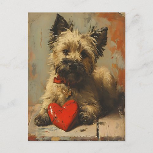 Cairn Terrier Vintage Valentines day  Postcard
