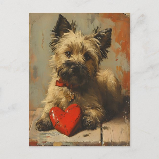 Cairn Terrier Vintage Valentine's day  Postcard (Front)