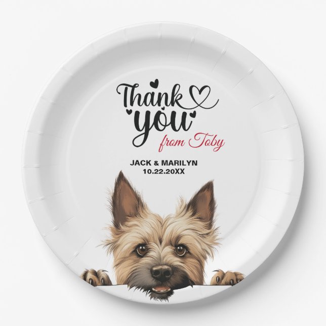 Cairn Terrier Wedding Reception Paper Plates (Front)