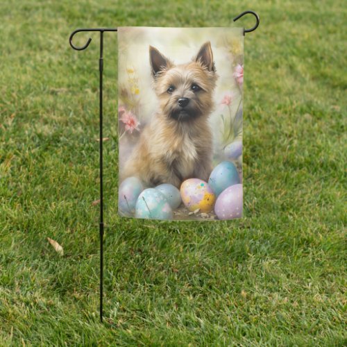 Cairn Terrier with Easter Eggs Holiday Garden Flag