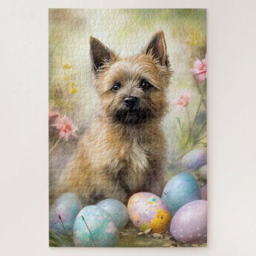 Cairn Terrier with Easter Eggs Holiday Jigsaw Puzzle
