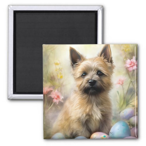 Cairn Terrier with Easter Eggs Holiday Magnet