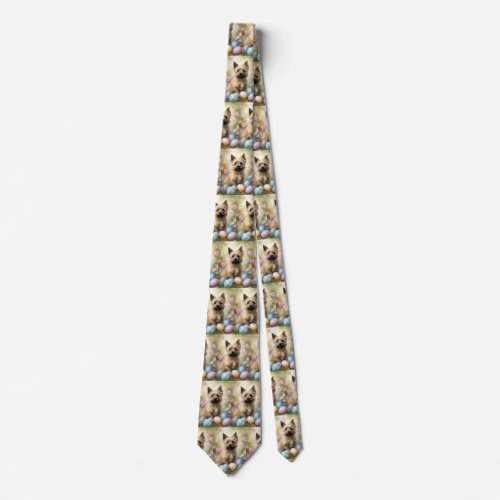 Cairn Terrier with Easter Eggs Holiday Neck Tie